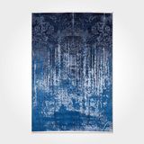 Halinet Charlie Eskitme Mavi Polyester Dikdörtgen Modern Desenli Pamuk Makinada Yıkanabilir Hav Toz Vermez Leke Tutmayan Kaymaz Taban Dijital Makine Baskı Salon Yolluk Mutfak Halı