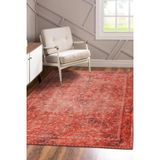 Halinet Clifton Modern Kırmızı Polyester Dikdörtgen Modern Desenli Pamuk Makinada Yıkanabilir Hav Toz Vermez Leke Tutmayan Kaymaz Taban Dijital Makine Baskı Salon Yolluk Mutfak Halı