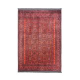 Halinet Deventer Çerçeveli Kırmızı Polyester Dikdörtgen Modern Desenli Pamuk Makinada Yıkanabilir Hav Toz Vermez Leke Tutmayan Kaymaz Taban Dijital Makine Baskı Salon Yolluk Mutfak Halı