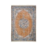 Halinet Ede Göbekli Mavi Polyester Dikdörtgen Modern Desenli Pamuk Makinada Yıkanabilir Hav Toz Vermez Leke Tutmayan Kaymaz Taban Dijital Makine Baskı Salon Yolluk Mutfak Halı