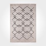 Halinet Eleanor Geometrik Vizon Pamuk Kare Modern Desenli Pamuk Makinada Yıkanabilir Hav Toz Vermez Leke Tutmayan Kaymaz Taban Dijital Makine Baskı Salon Yolluk Mutfak Halı