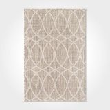 Halinet Ellis Geometrik Krem Polyester Kare Modern Desenli Pamuk Makinada Yıkanabilir Hav Toz Vermez Leke Tutmayan Kaymaz Taban Dijital Makine Baskı Salon Yolluk Mutfak Halı