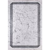 Halinet Elmet Gri Çerçeveli Etnik Modern Desenli Makinada Yıkanabilir Hav Toz Vermez Leke Tutmayan Kaymaz Taban Dijital Makine Baskı Salon Yolluk Mutfak Halı