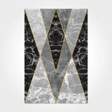 Halinet Eloise Geometrik Siyah Polyester Dikdörtgen Modern Desenli Pamuk Makinada Yıkanabilir Hav Toz Vermez Leke Tutmayan Kaymaz Taban Dijital Makine Baskı Salon Yolluk Mutfak Halı