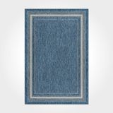 Halinet Emersyn Çerçeveli Mavi Polyester Dikdörtgen Modern Desenli Pamuk Makinada Yıkanabilir Hav Toz Vermez Leke Tutmayan Kaymaz Taban Dijital Makine Baskı Salon Yolluk Mutfak Halı