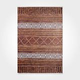 Halinet Emory Geometrik Kahverengi Polyester Kare Modern Desenli Pamuk Makinada Yıkanabilir Hav Toz Vermez Leke Tutmayan Kaymaz Taban Dijital Makine Baskı Salon Yolluk Mutfak Halı