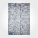 Halinet Esther Geometrik Mavi Polyester Dikdörtgen Modern Desenli Pamuk Makinada Yıkanabilir Hav Toz Vermez Leke Tutmayan Kaymaz Taban Dijital Makine Baskı Salon Yolluk Mutfak Halı