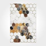 Halinet Eva Geometrik Beyaz Polyester Dikdörtgen Modern Desenli Pamuk Makinada Yıkanabilir Hav Toz Vermez Leke Tutmayan Kaymaz Taban Dijital Makine Baskı Salon Yolluk Mutfak Halı
