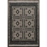 Halinet Geometrik Antrasit Pamuk Dikdörtgen Modern Desenli Pamuk Makinada Yıkanabilir Hav Toz Vermez Leke Tutmayan Kaymaz Taban Dijital Makine Baskı Salon Yolluk Mutfak Halı