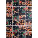 Halinet GrandHaven Siyah Patchwork Etnik Modern Desenli Pamuk Makinada Yıkanabilir Hav Toz Vermez Leke Tutmayan Kaymaz Taban Dijital Makine Baskı Salon Yolluk Mutfak Halı