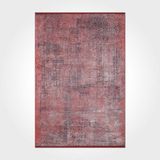 Halinet Hadley Eskitme Kırmızı Polyester Kare Modern Desenli Pamuk Makinada Yıkanabilir Hav Toz Vermez Leke Tutmayan Kaymaz Taban Dijital Makine Baskı Salon Yolluk Mutfak Halı