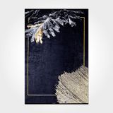 Halinet Hailey Çiçekli Siyah Pamuk Kare Modern Desenli Pamuk Makinada Yıkanabilir Hav Toz Vermez Leke Tutmayan Kaymaz Taban Dijital Makine Baskı Salon Yolluk Mutfak Halı