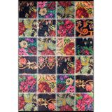 Halinet Holland Siyah Patchwork Etnik Modern Desenli Makinada Yıkanabilir Hav Toz Vermez Leke Tutmayan Kaymaz Taban Dijital Makine Baskı Salon Yolluk Mutfak Halı