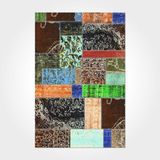 Halinet Jasmine Patchwork Kahverengi Pamuk Kare Modern Desenli Pamuk Makinada Yıkanabilir Hav Toz Vermez Leke Tutmayan Kaymaz Taban Dijital Makine Baskı Salon Yolluk Mutfak Halı