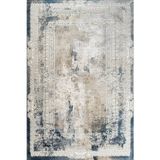 Halinet Krem Çerçeveli Etnik Modern Desenli Pamuk Makinada Yıkanabilir Hav Toz Vermez Leke Tutmayan Kaymaz Taban Dijital Makine Baskı Salon Yolluk Mutfak Halı