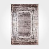 Halinet Melody Çerçeveli Kahverengi Polyester Dikdörtgen Modern Desenli Pamuk Makinada Yıkanabilir Hav Toz Vermez Leke Tutmayan Kaymaz Taban Dijital Makine Baskı Salon Yolluk Mutfak Halı