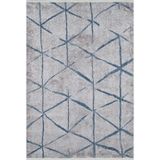 Halinet Mianwali Mavi Modern Etnik Desenli Makinada Yıkanabilir Hav Toz Vermez Leke Tutmayan Kaymaz Taban Dijital Makine Baskı Salon Yolluk Mutfak Halı