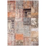 Halinet NewScotland Kahverengi Patchwork Etnik Modern Desenli Makinada Yıkanabilir Hav Toz Vermez Leke Tutmayan Kaymaz Taban Dijital Makine Baskı Salon Yolluk Mutfak Halı