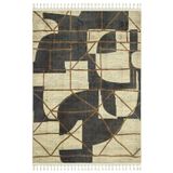 Halinet Prabhu Bej Geometrik Etnik Modern Desenli Bambu Makinada Yıkanabilir Hav Toz Vermez Leke Tutmayan Kaymaz Taban Dijital Makine Baskı Salon Yolluk Mutfak Halı