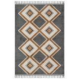 Halinet Pratyush Gri Geometrik Etnik Modern Desenli Bambu Makinada Yıkanabilir Hav Toz Vermez Leke Tutmayan Kaymaz Taban Dijital Makine Baskı Salon Yolluk Mutfak Halı