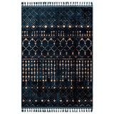 Halinet Prescott Lacivert Modern Etnik Desenli Bambu Makinada Yıkanabilir Hav Toz Vermez Leke Tutmayan Kaymaz Taban Dijital Makine Baskı Salon Yolluk Mutfak Halı