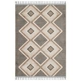 Halinet Primrose Gri Geometrik Etnik Modern Desenli Bambu Makinada Yıkanabilir Hav Toz Vermez Leke Tutmayan Kaymaz Taban Dijital Makine Baskı Salon Yolluk Mutfak Halı
