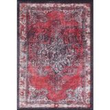 Halinet Sandomierski Kırmızı Göbekli Etnik Modern Desenli Pamuk Makinada Yıkanabilir Hav Toz Vermez Leke Tutmayan Kaymaz Taban Dijital Makine Baskı Salon Yolluk Mutfak Halı