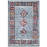 Halinet SantaCatarina Mavi Modern Etnik Desenli Makinada Yıkanabilir Hav Toz Vermez Leke Tutmayan Kaymaz Taban Dijital Makine Baskı Salon Yolluk Mutfak Halı