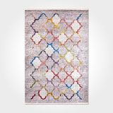 Halinet Savannah Geometrik Gri Pamuk Kare Modern Desenli Pamuk Makinada Yıkanabilir Hav Toz Vermez Leke Tutmayan Kaymaz Taban Dijital Makine Baskı Salon Yolluk Mutfak Halı