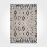 Halinet Selah Geometrik Krem Polyester Kare Modern Desenli Pamuk Makinada Yıkanabilir Hav Toz Vermez Leke Tutmayan Kaymaz Taban Dijital Makine Baskı Salon Yolluk Mutfak Halı