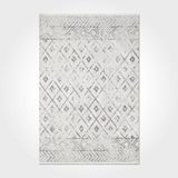 Halinet Summer Geometrik Krem Pamuk Kare Modern Desenli Pamuk Makinada Yıkanabilir Hav Toz Vermez Leke Tutmayan Kaymaz Taban Dijital Makine Baskı Salon Yolluk Mutfak Halı
