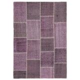 Halinet Teselya Pembe Patchwork Etnik Modern Desenli Yün Hav Toz Vermez Leke Tutmayan Salon Yolluk Mutfak El Dokuma Halı