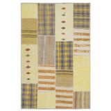 Halinet Teselya Sarı Patchwork Etnik Modern Desenli Yün Hav Toz Vermez Leke Tutmayan Salon Yolluk Mutfak El Dokuma Halı