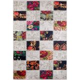 Halinet Vuhan Beyaz Patchwork Etnik Modern Desenli Makinada Yıkanabilir Hav Toz Vermez Leke Tutmayan Kaymaz Taban Dijital Makine Baskı Salon Yolluk Mutfak Halı