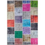 Halinet Xian Pembe Patchwork Etnik Modern Desenli Makinada Yıkanabilir Hav Toz Vermez Leke Tutmayan Kaymaz Taban Dijital Makine Baskı Salon Yolluk Mutfak Halı