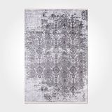 Halinet Ximena Eskitme Gri Polyester Kare Modern Desenli Pamuk Makinada Yıkanabilir Hav Toz Vermez Leke Tutmayan Kaymaz Taban Dijital Makine Baskı Salon Yolluk Mutfak Halı