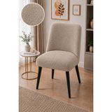 Halis Home Bohem Sandalye Örtüsü Jakarlı Kumaş Oval Bohem Sandalye Kılıfı - 45 x 45 x 50 cm - Taş