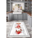 Halise Home Kaymaz Taban Dijital Baskı Yıkanabilir Beyaz Mutfak Halısı