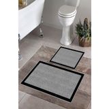 Halise Home Kaymaz Taban Yıkanabilir 2'li Set Siyah Banyo Paspası Banyo Paspas Seti Klozet Takımı