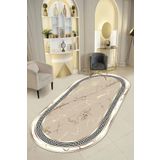 Halise Home Kaymaz Tabanlı Yıkanabilir Baskılı Oval Halı Yolluk Mutfak Halısı