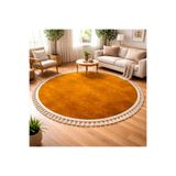 HALISHOP MÜHÜR 35 HARDAL Yuvarlak Kaymaz Dokuma Taban Soft Oturma Odası Salon Halısı
