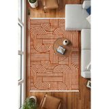 Halispecial Raye Kiremit Yıkanabilir Kilim-Kaydırmaz Pamuk Dokuma Salon Mutfak Koridor -Modern-Robot Süpürge