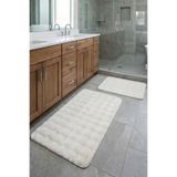 Halispecial Yuma 2’li Krem Peluş Bubble Banyo Paspas Seti 60x100+50x60 cm Kaymaz Taban, Yumuşak,Yıkanabilir