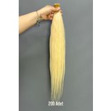 HalitCan HairKing %100 Gerçek Insan Saçı platin 55 Cm 50 Adet (30 GR) Boncuk Kaynak Tüm Saç Tiplerine Uygun