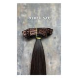 HalitCan HairKing 70 CM Dip Uç Dolu Özbek Saçı 6 Parça Çıt Çıt 100 GR %100 Gerçek İnsan Saçı