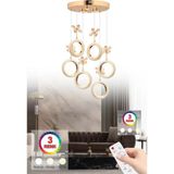 Halka 6'lı Gold Kumandalı 3 Renk Ledli Kristal Taşlı Modern LED Avize