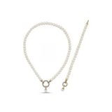 Halka Kilitli Doğal İnci Kolye Bileklik İkili Set (Rose)