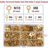 Halka Terminal Kablo Seti 540 Adet 6 Çeşit Izolesiz - Altın