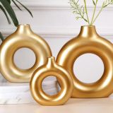 Halka Vazo Üçlü Set, Gold