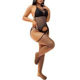 Halkalı Balık Ağı Vücut Çorabı Siyah Askılı Bodystocking | Çıkarılabilir Askı, Şeffaf Ağ Doku, Jartiyer Detaylı, Tek Beden, Seksi İç Çamaşırı